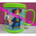 wholesale lower price cool cartoon character pattern embossed soft pvc tea mug